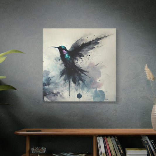 Modern Canvas Print, Abstract Watercolor Nightbird 4 Hummingbird Portrait, Stylish Housewarming Gift, Matte Canvas Art, Stately Home Decor