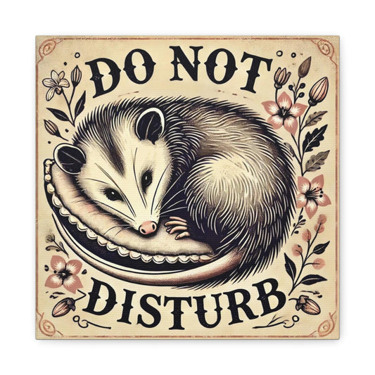 Canvas Print, Funny Do Not Disturb Wall Art Decor, Housewarming or Birthday Gift, Vintage Charm, Matte Canvas, Stretched, Possum