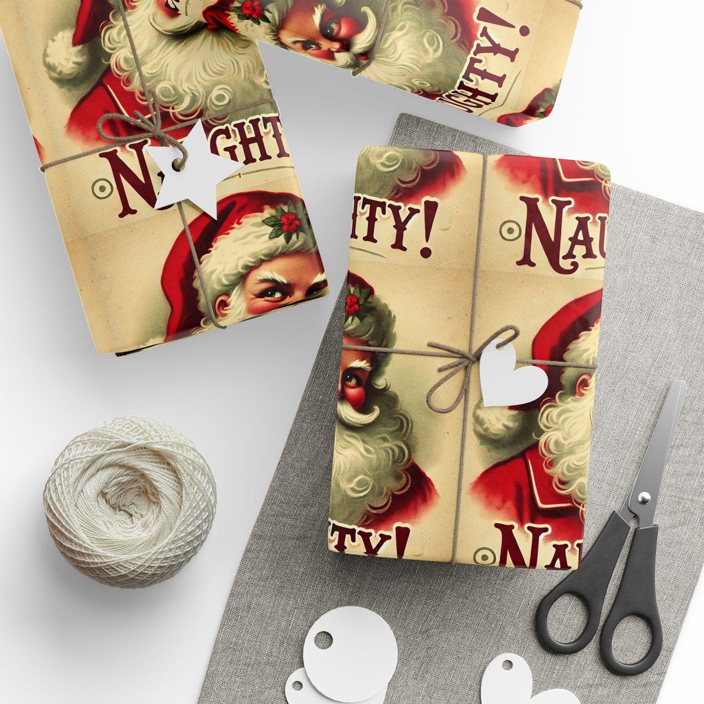 Naughty Santa Wrapping Paper, Funny Gift Wrap for Christmas Presents