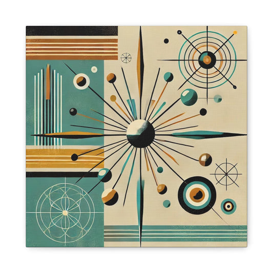 Canvas Print, Mid-Century Modern Sputnik, Housewarming or Birthday Gift, Retro Vintage Charm, Wall Art Decor, Matte Canvas