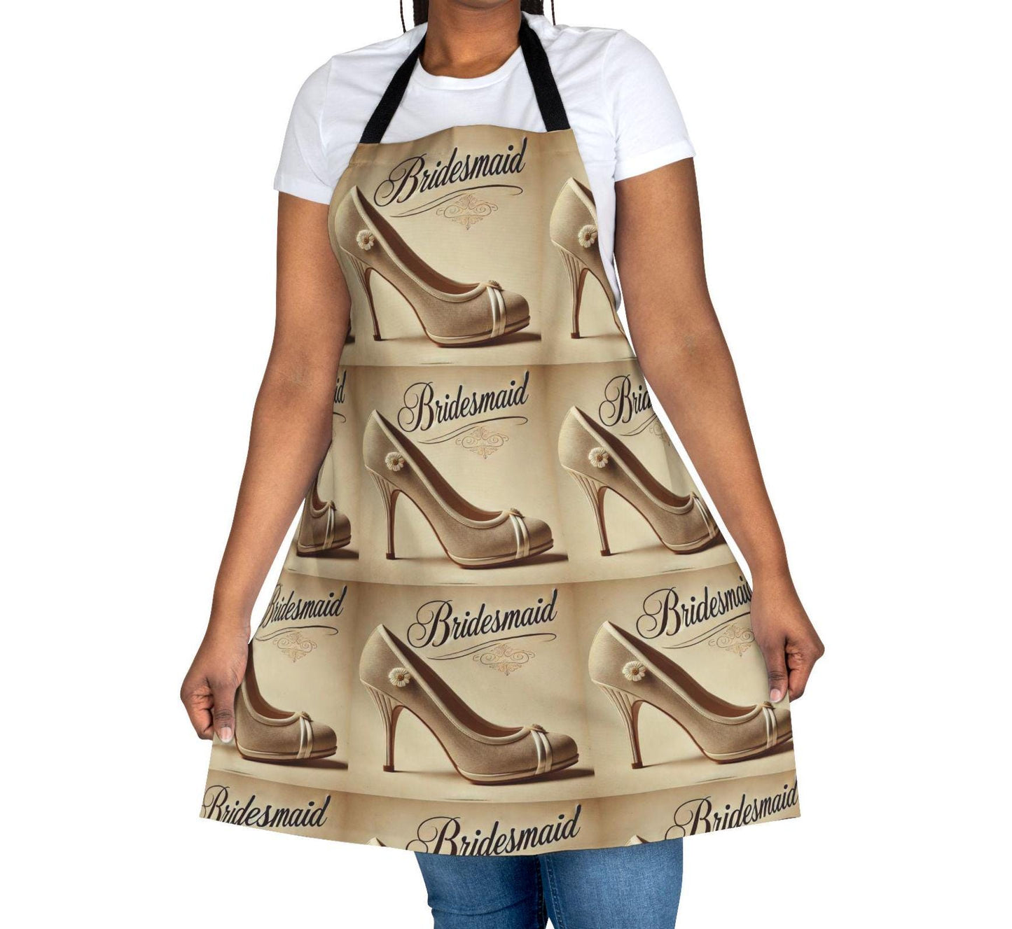 Bridesmaid Gift Apron, 5-Color Straps to Choose From, Wedding Party Gifts, Kiss the Cook, Newlyweds
