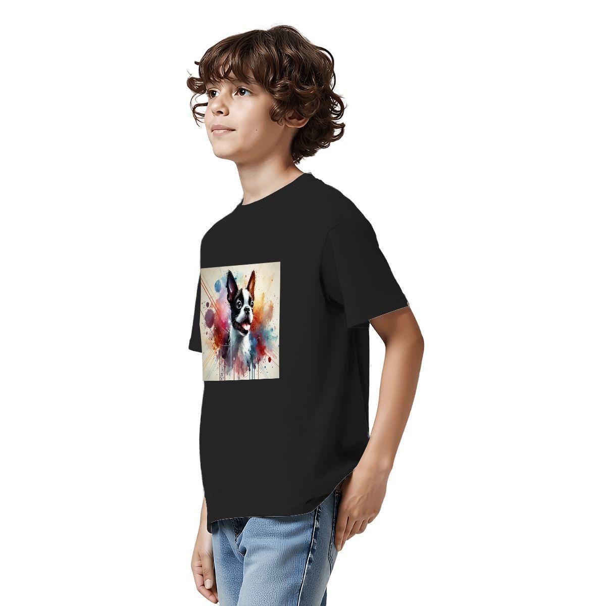 Kids Tee, Fun Boston Terrier Youth T-Shirt, Unique Birthday Gift, Casual Vacation Wear, Original Art Tee, Kid's Fashion, Back To School