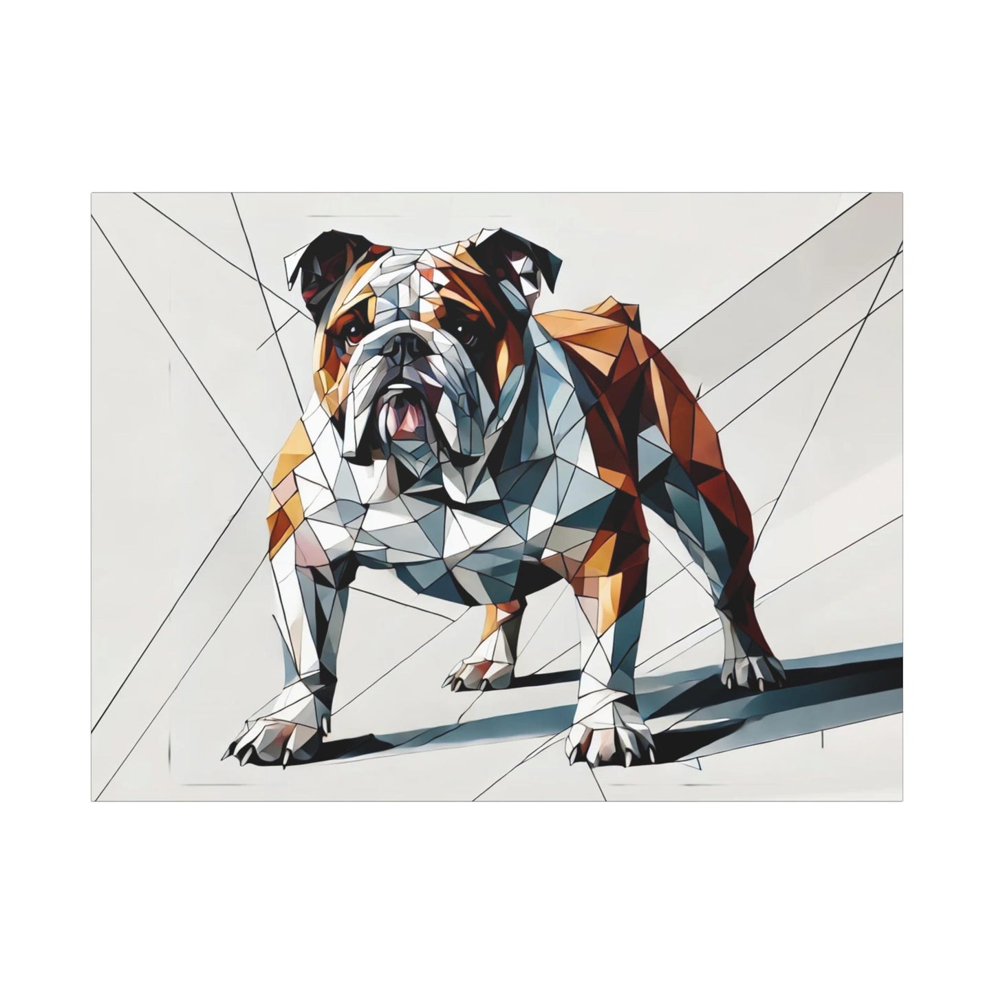 Bulldog Canvas, Original Modern Cubist Wall Art Home Decor, Matte Stretched Print, LGBT Housewarming Gift, Gay Bulldog Dog Lover