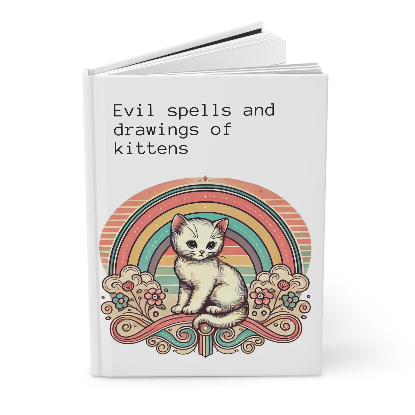 Cat Journal Hardcover - Funny Spells Vintage Design Matte Journal - Humorous Notebook, Book Lovers Gift, Retro Art Diary