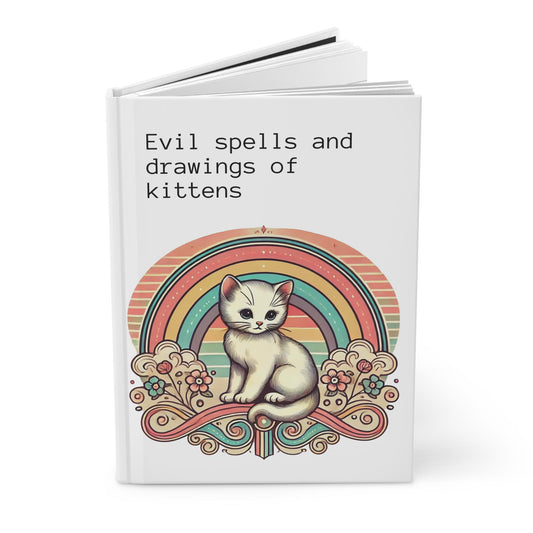 Cat Journal Hardcover - Funny Spells Vintage Design Matte Journal - Humorous Notebook, Book Lovers Gift, Retro Art Diary