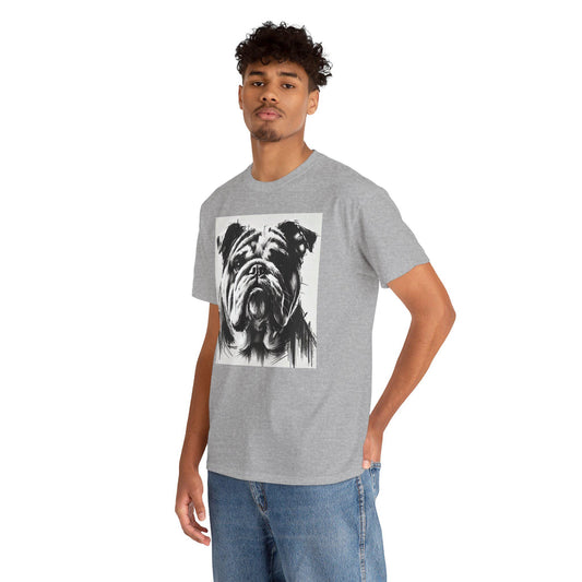 Dog Tee, Bulldog Modern Charcoal Sketch Design, Unisex LGBT Bulldog Dog Lover Gift, Gay Graphic Top, Unisex Heavy Cotton T-shirt, 7 Colors