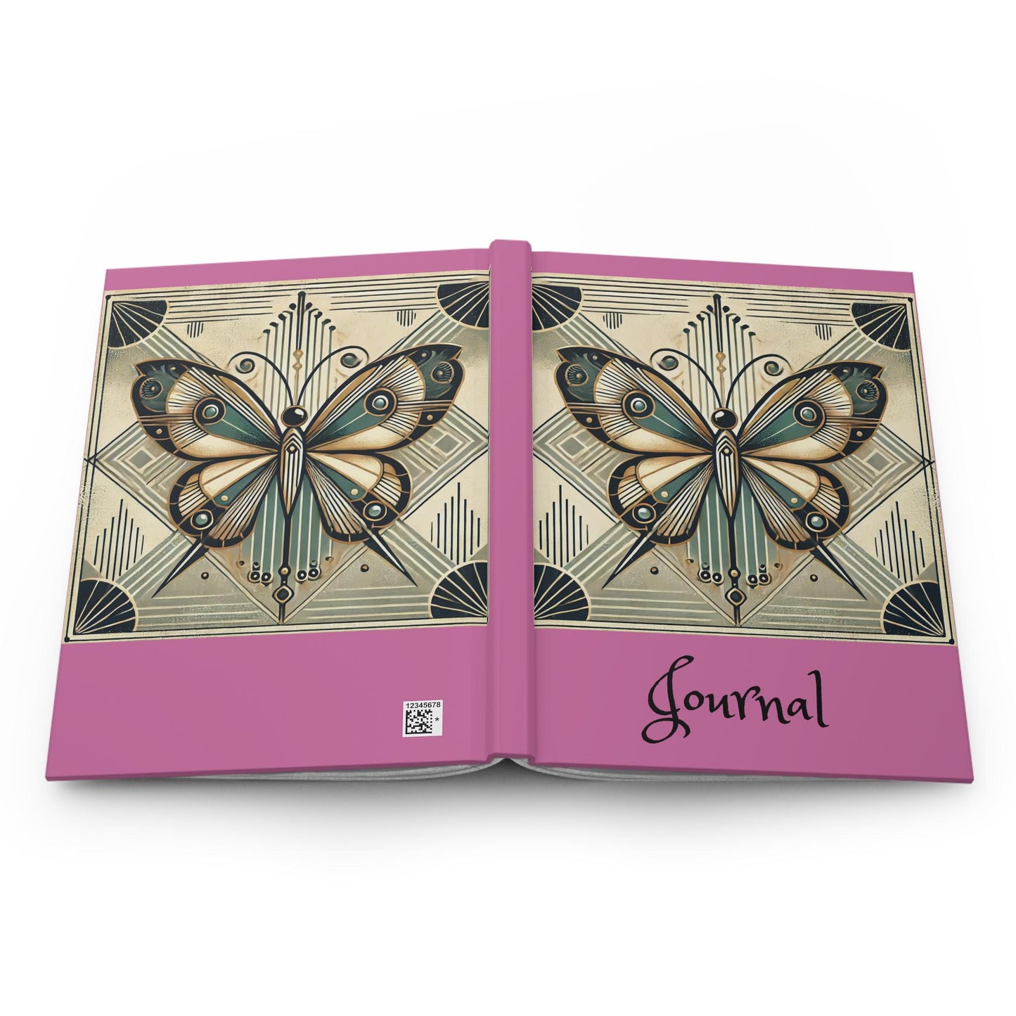 Butterfly Journal Hardcover - Vintage Art Deco Design - Book Lovers Gift, Retro Diary, Nature Journal, Literature Notebook