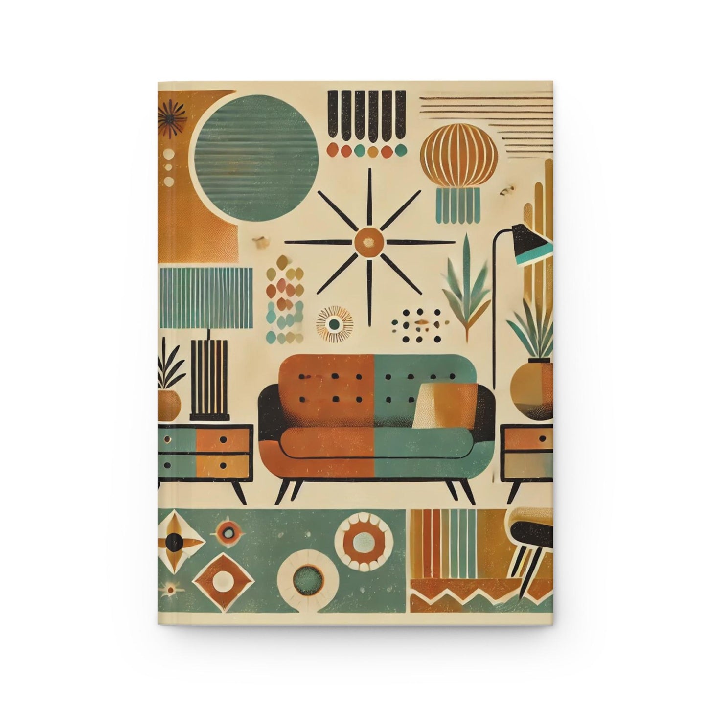 Journal Hardcover, Mid-Century Vintage Charm Notebook, Books Lovers Gift, Retro Matte Diary, Design Lovers Journal, Literature Enthusiast