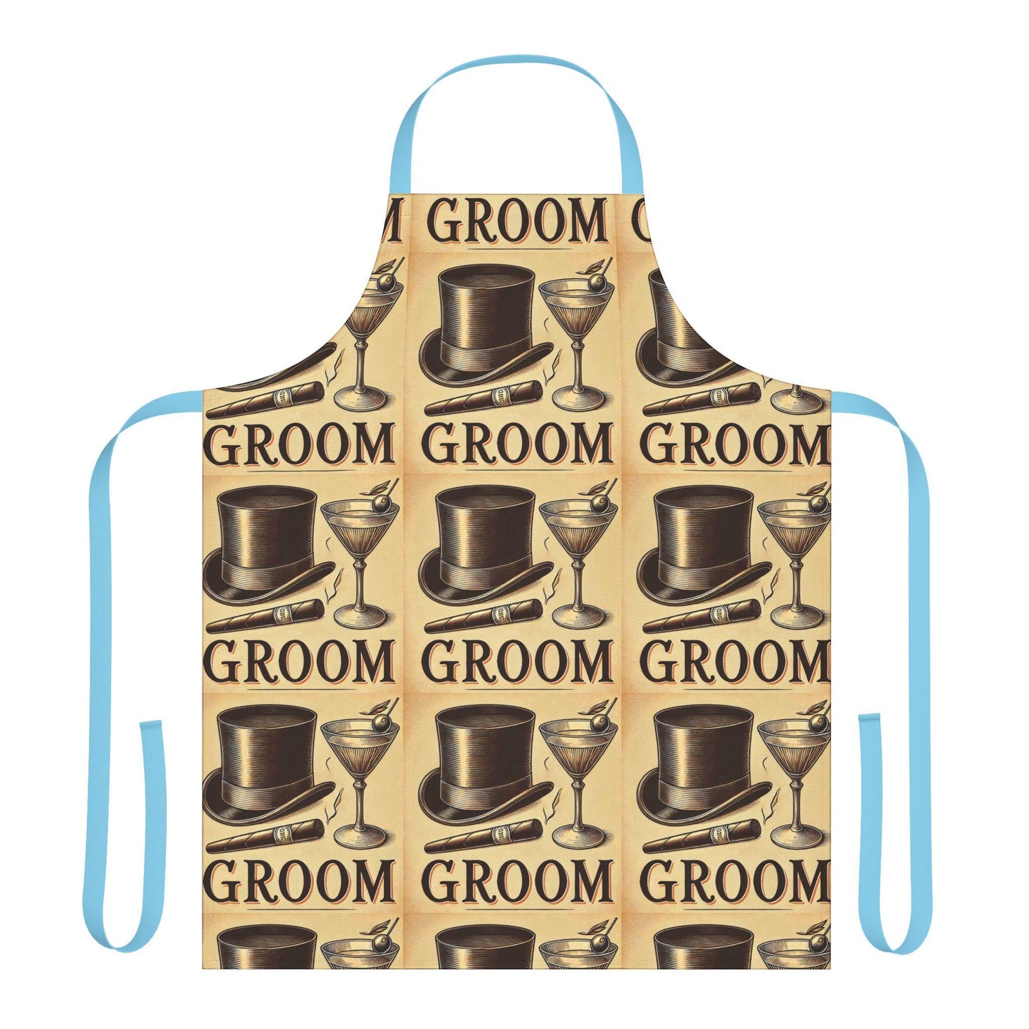Groom Gift BBQ Apron, 5-Color Straps to Choose From, Wedding Gifts, Grilling, Kiss the Cook, Newlyweds