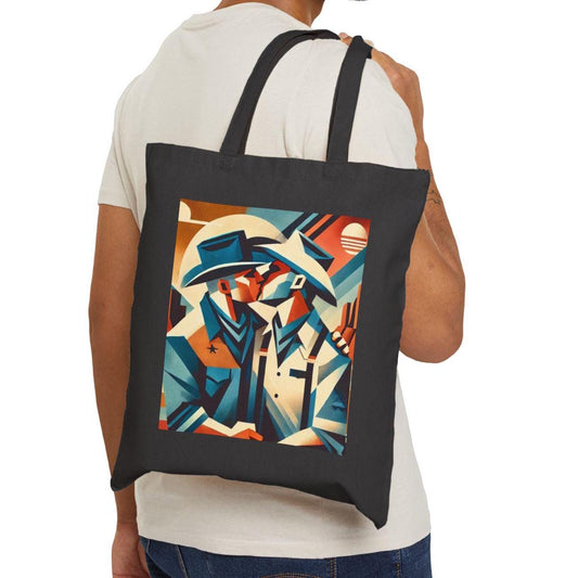 Canvas Tote Bag, Modern Kissing Cowboys Design, LGBT Eco-Friendly Bag, Queer Book Lover Gift, Reusable Grocery Shopping, Gay Cowboys