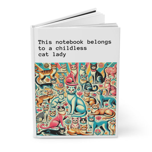 Cat Lady Journal Hardcover - Funny Vintage Design Matte Journal - Humorous Notebook, Book Lovers Gift, Retro Art Diary, Childless Cat Lady