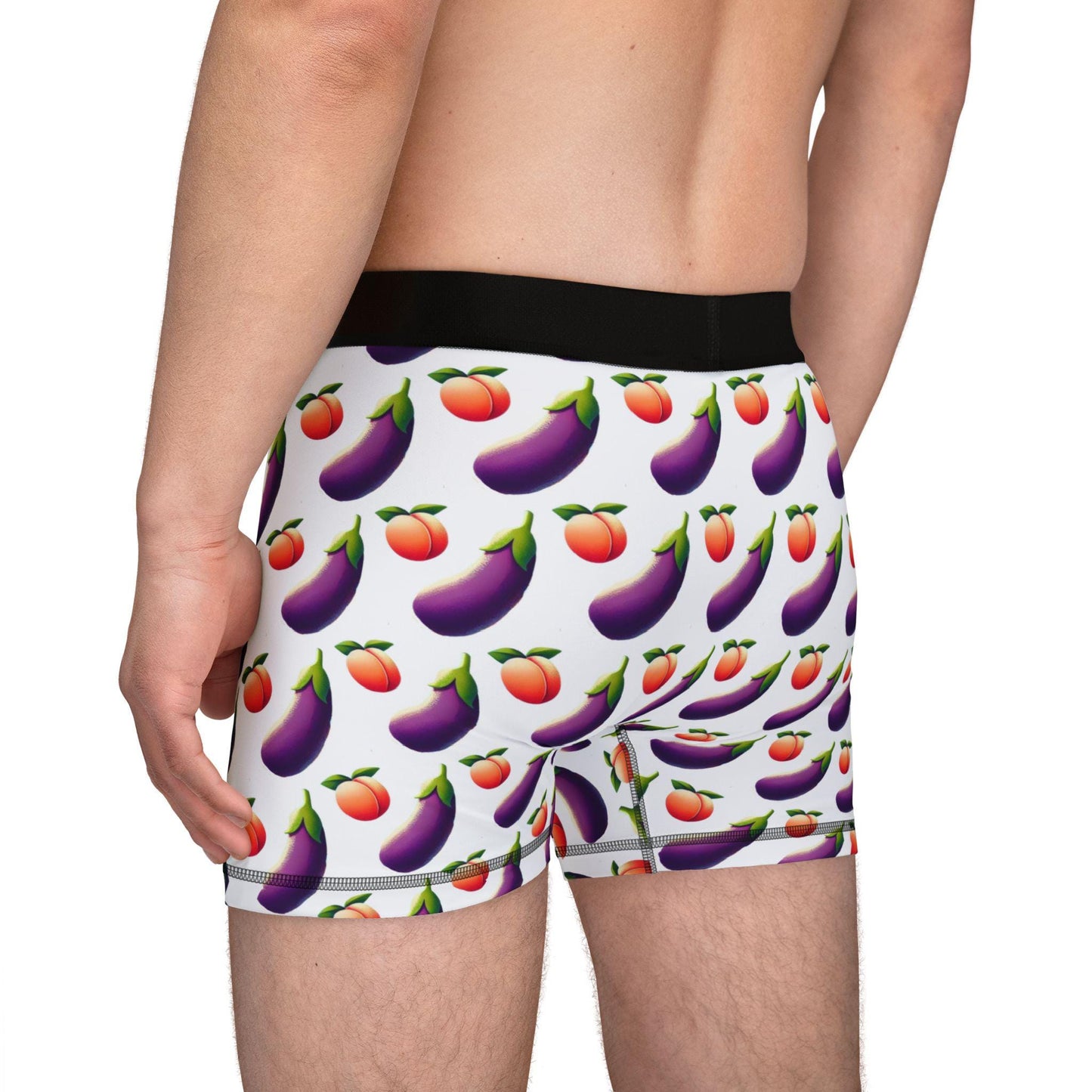 Men's Boxers, Funny Peach & Eggplant Emojis Design, Spicy Underwear For Men, Sexy Soft Boxer Briefs, Boyfriend Or Husband Birthday Gift