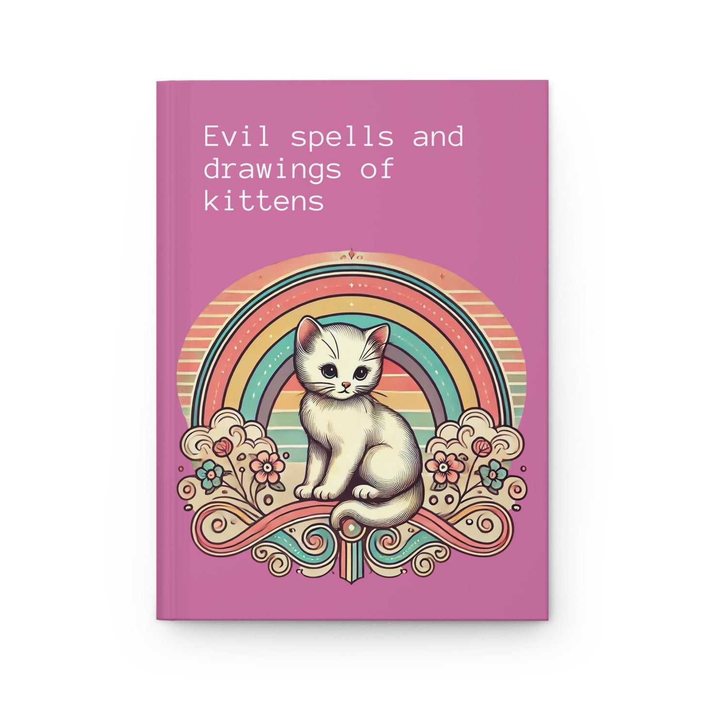 Cat Journal Hardcover - Funny Spells Vintage Design Matte Journal - Humorous Notebook, Book Lovers Gift, Retro Art Diary