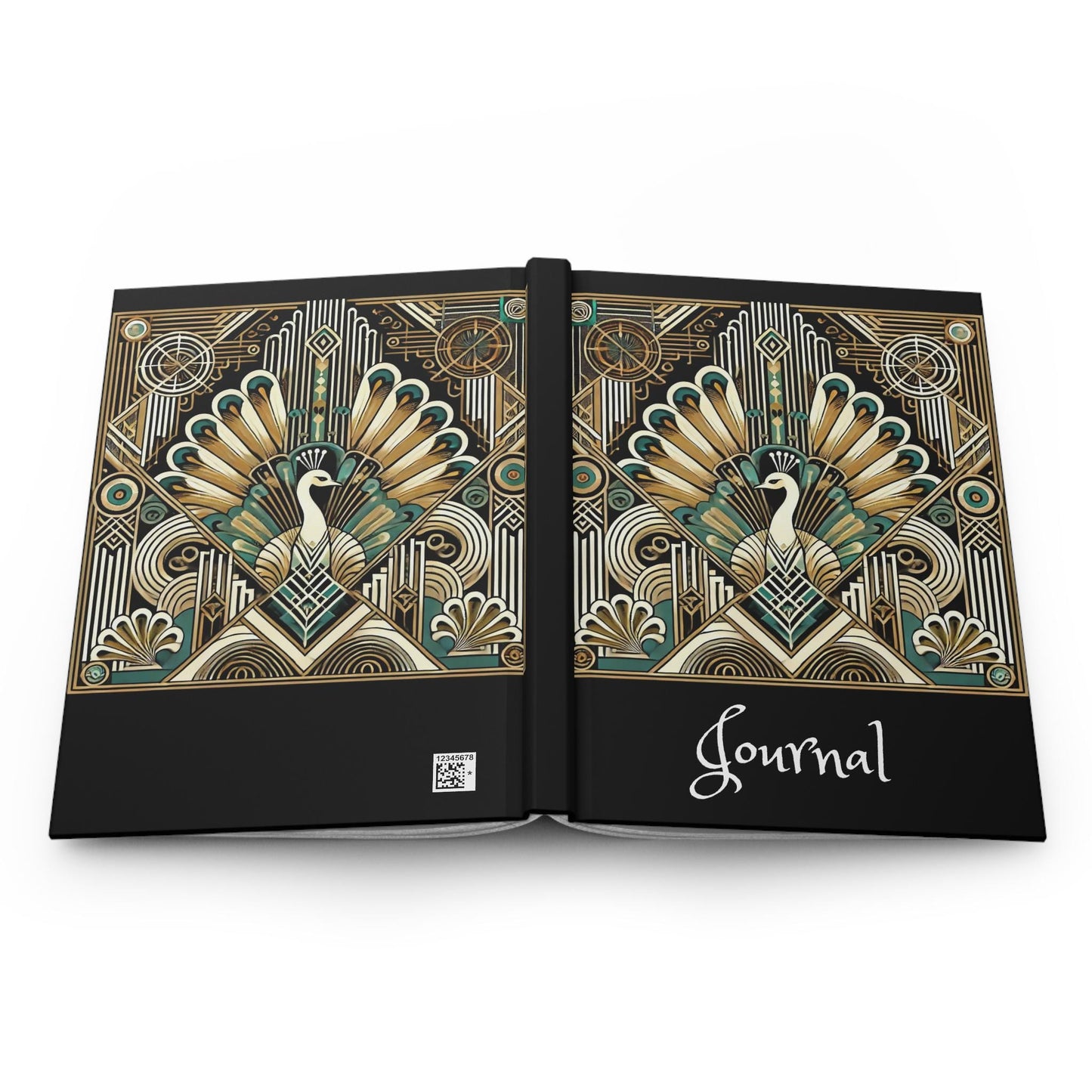 Peacock Journal Hardcover - Vintage Art Deco Design - Book Lovers Gift, Retro Diary, Nature Journal, Literature Notebook