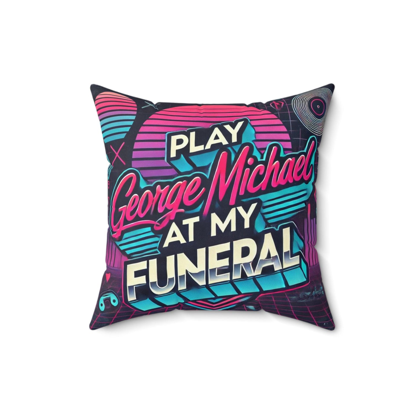 Square Pillow 1980s George Michael Design, Unique Housewarming Gift Retro Charm, Soft Throw Pillow, Fun Home Decor, Pop Music Lover Gift