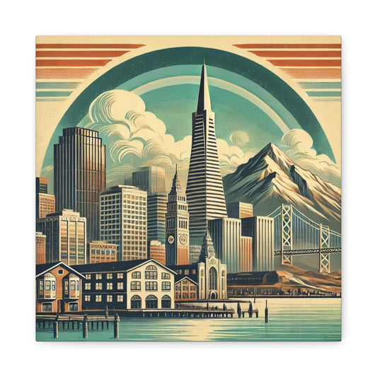 Canvas Print, San Francisco, Golden Gate Bridge, Housewarming or Birthday Gift, California Vintage Charm, Wall Art Decor, Stretched Matte