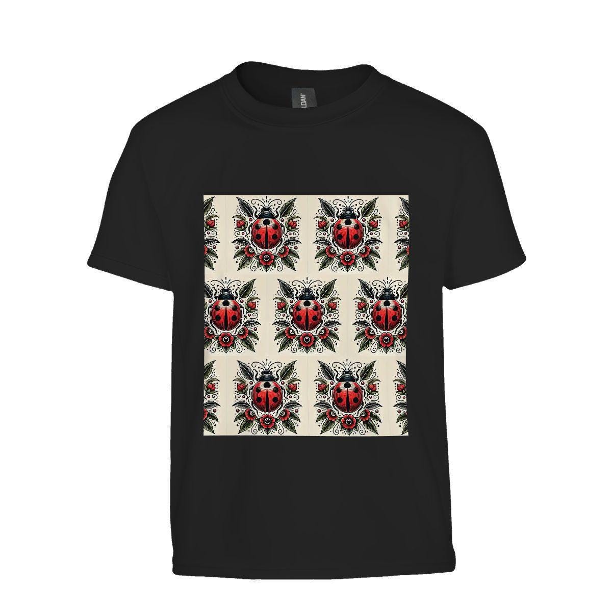 Kids Tee, Fun Ladybug Youth T-Shirt, Unique Birthday Gift, Casual Vacation Wear, Original Art Tee, Kid's Fashion Design, Back To School