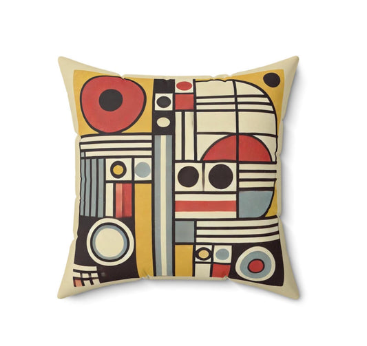 Mid-Century Modern Square Pillow, Housewarming & Birthday Gift, Vintage Charm, Chic Decor, Bauhaus Theme Pillow