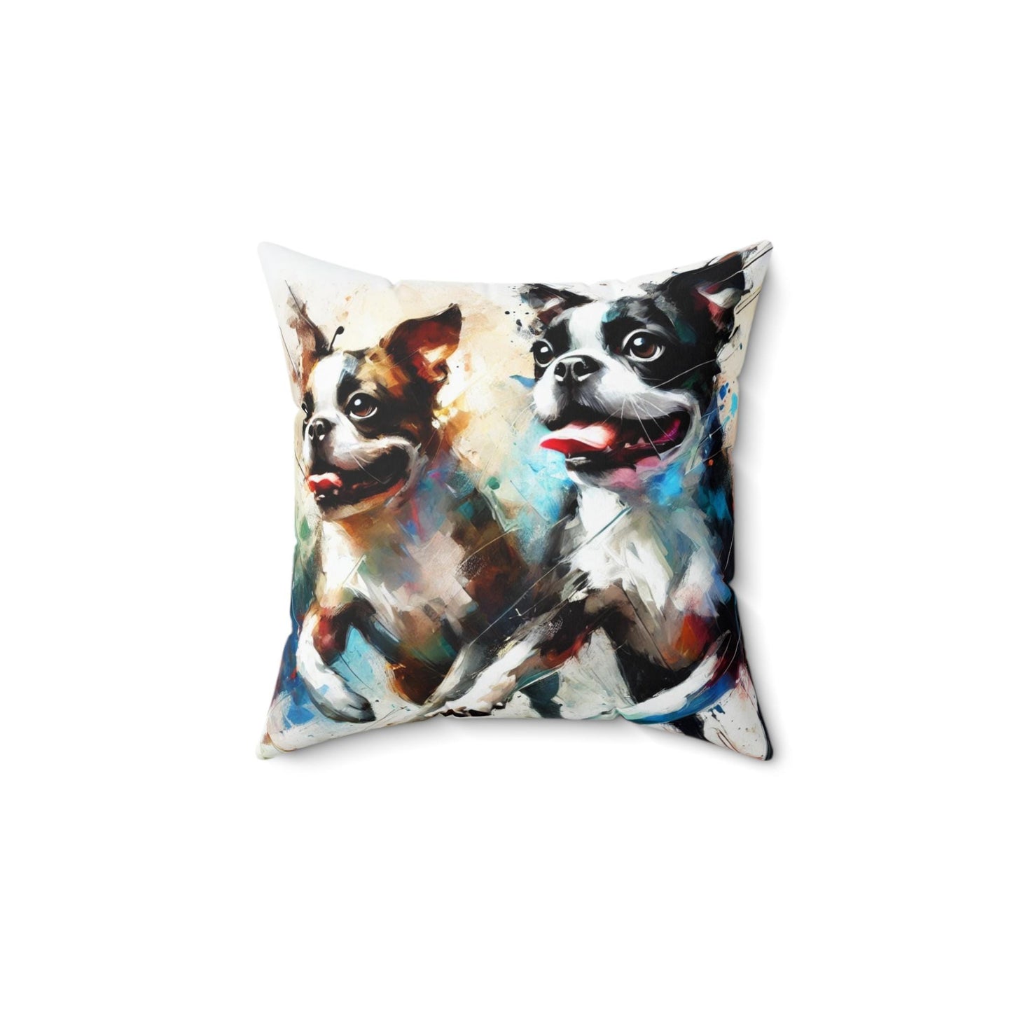 Pillow Boston Terrier Watercolor Design, Unique Housewarming Gift, Modern Art Charm, Soft Throw Pillow, Chic Home Decor, Dog Lover Gift