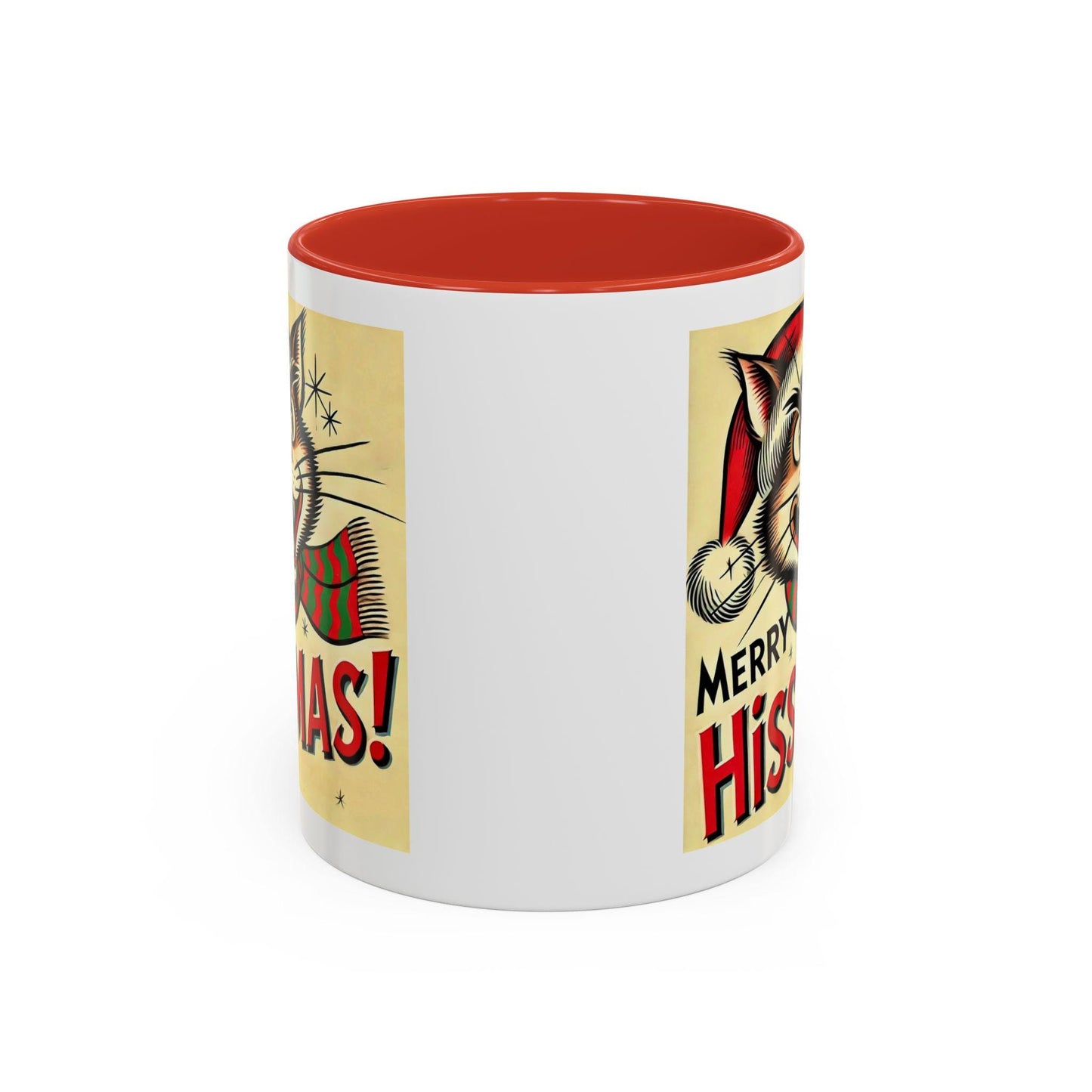 Holiday Cat Coffee Mug (11oz), Merry Hisssmas! Gift for Cat Lover, Cat Parent Gift, Coffee Lover