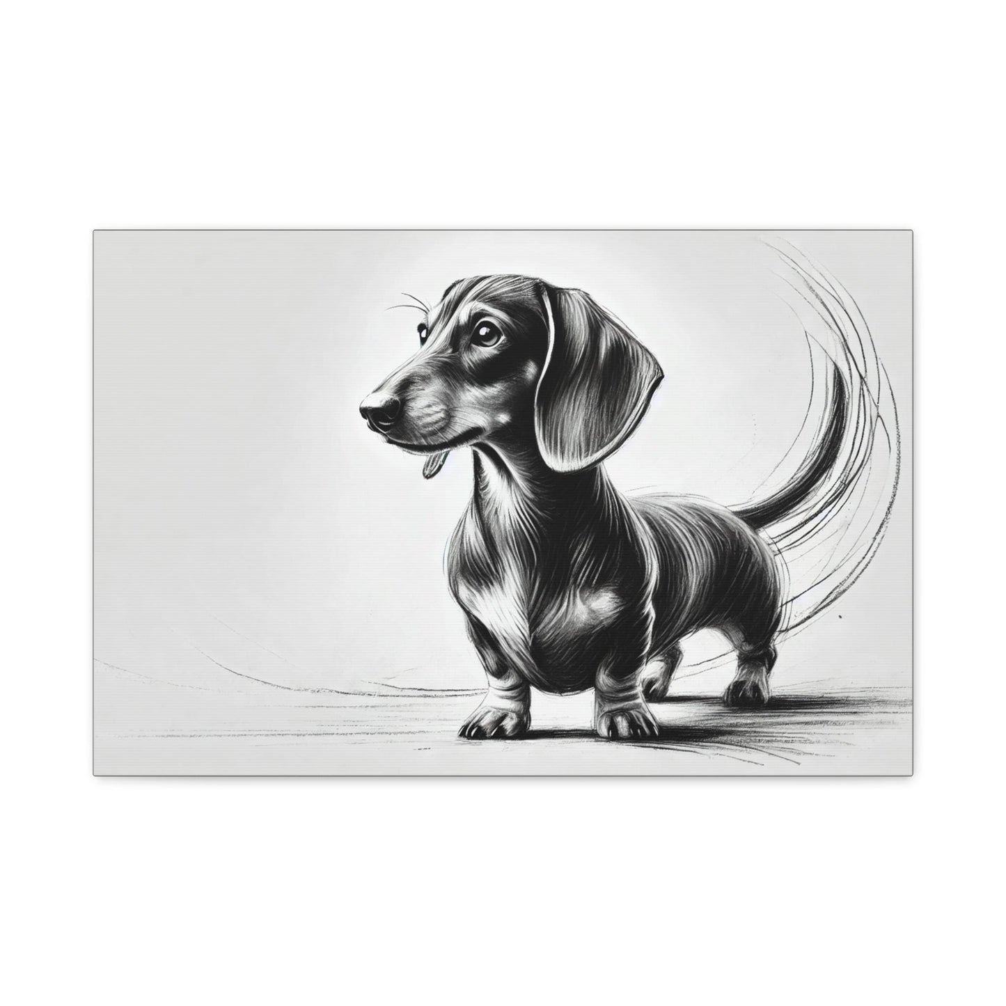 Canvas Print Dachshund Modern Charcoal Sketch Portrait, LGBT Housewarming Gift, Gay Weiner Dog Lover, Matte Stretched Wall Art, 7 Sizes