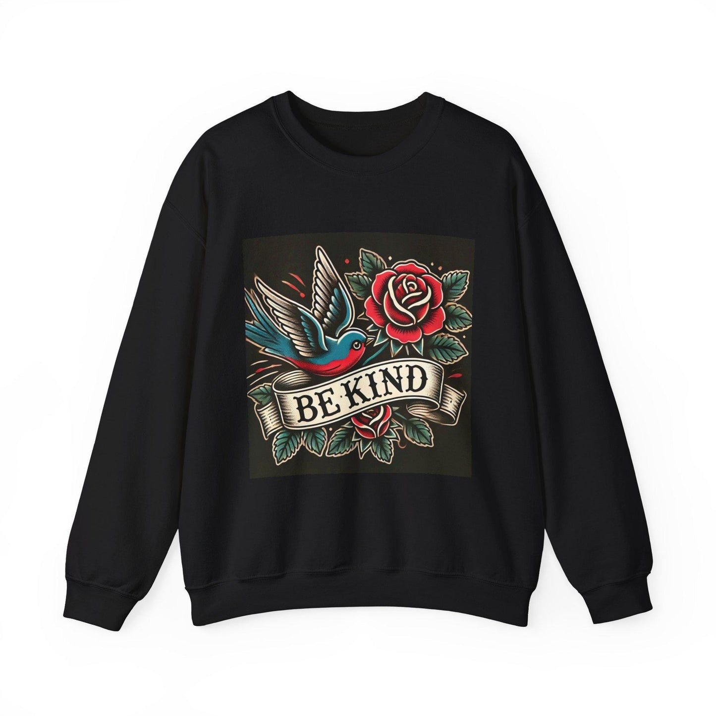 Vintage Tattoo Sweatshirt, BE KIND Tattoo Design, Unisex Crewneck Jumper, Vintage Pullover, Gift for Tattoo Lover, Retro Style