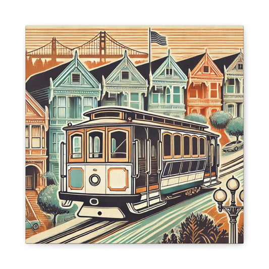 Canvas Print, San Francisco, Golden Gate Bridge, Housewarming or Birthday Gift, California Vintage Charm, Wall Art Decor, Stretched Matte