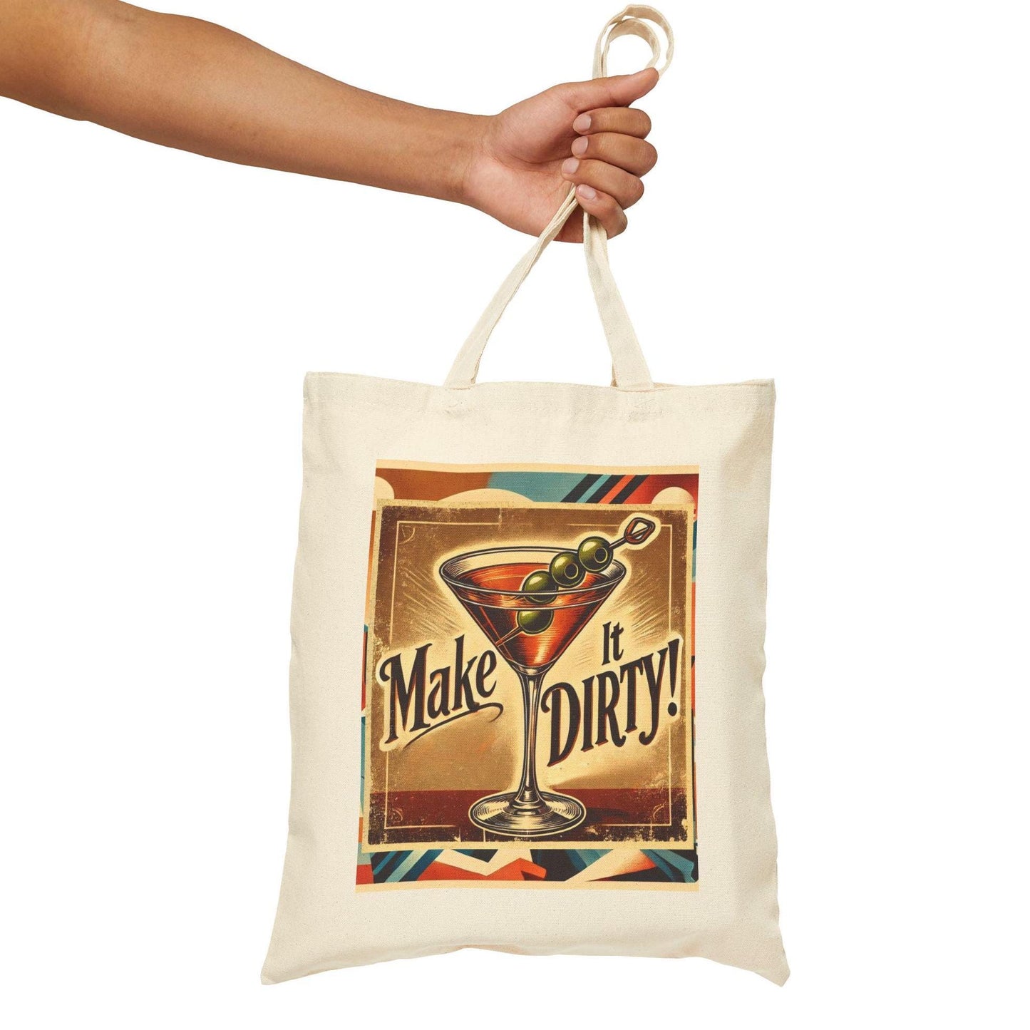 Canvas Tote Bag, Vintage Dirty Martini Design, Eco-Friendly Bag, Book Lovers Gift, Reusable Grocery Shopping, Cocktail Lover