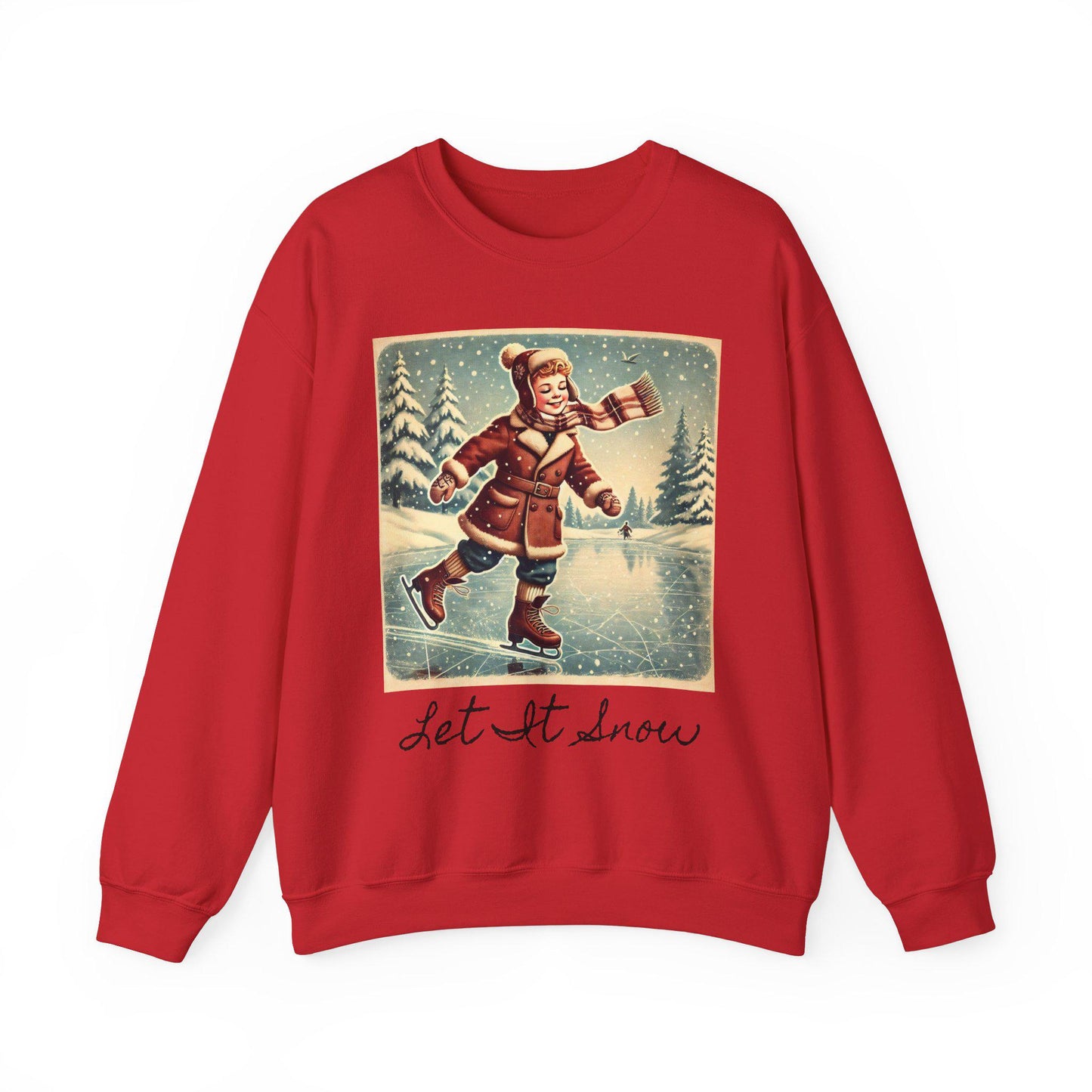 Christmas Unisex Heavy Blend™ Crewneck Sweatshirt, Let It Snow, Ice Skating, Cute Gift for Partner