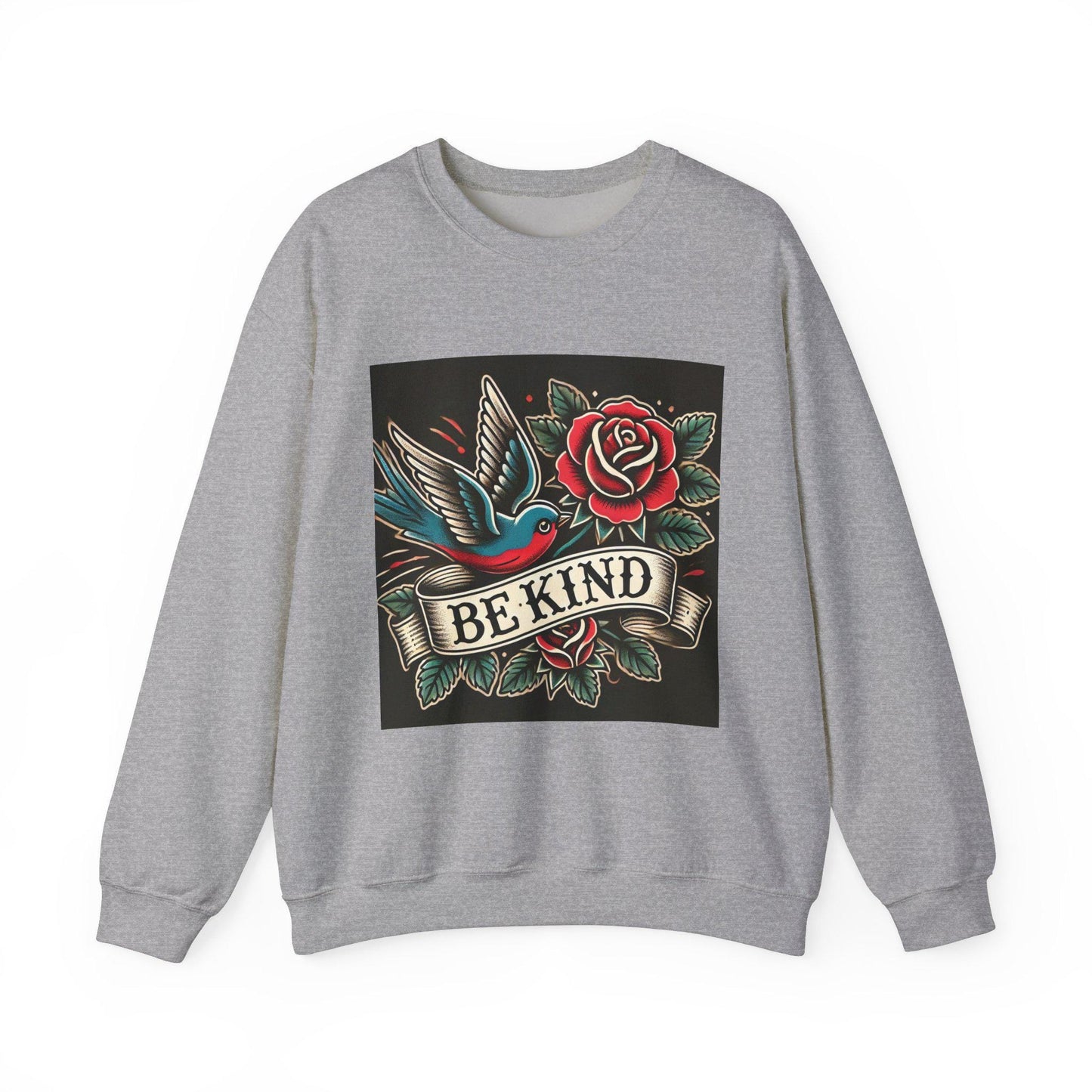 Vintage Tattoo Sweatshirt, BE KIND Tattoo Design, Unisex Crewneck Jumper, Vintage Pullover, Gift for Tattoo Lover, Retro Style