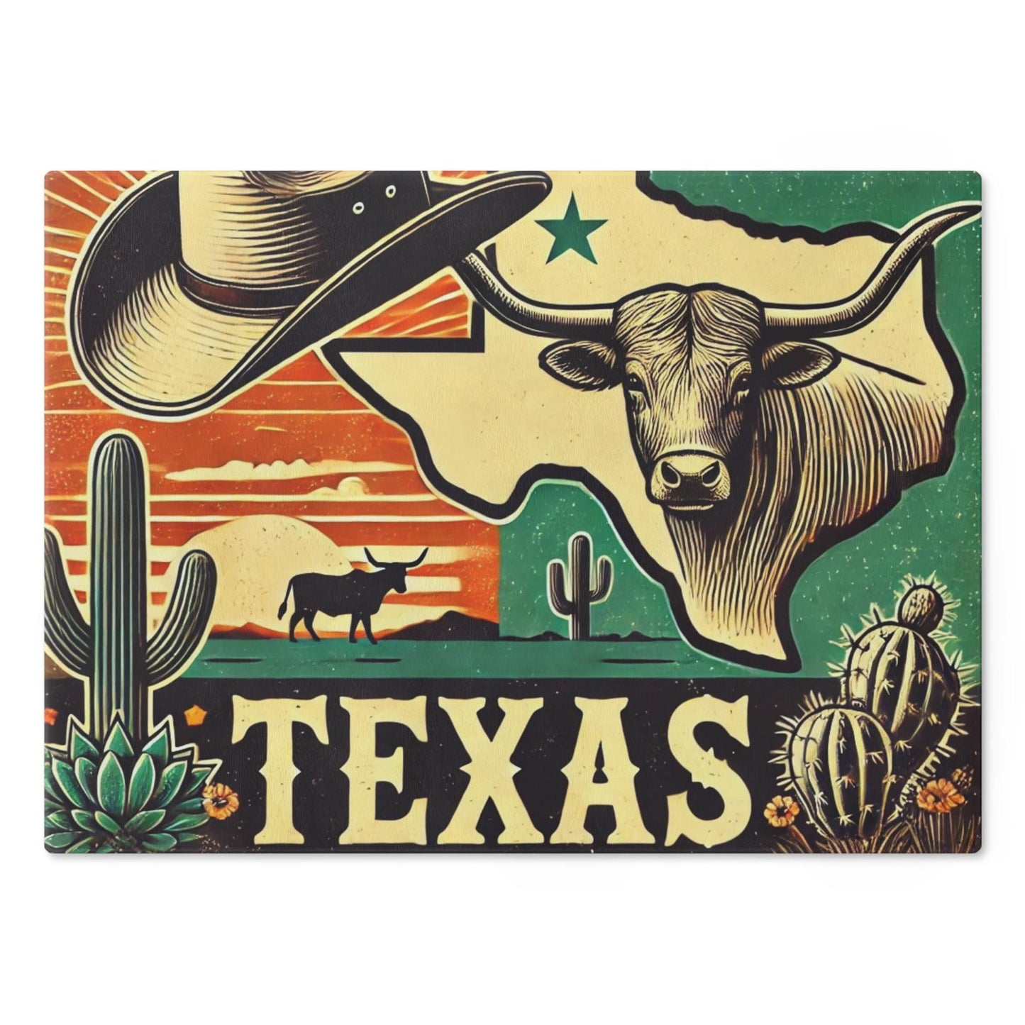 Texas Cutting Board, Texas Longhorn Design, Kitchen Decor, Housewarming Gift, Foodie Gift, Texas Souvenir, Personalized Cutting Board
