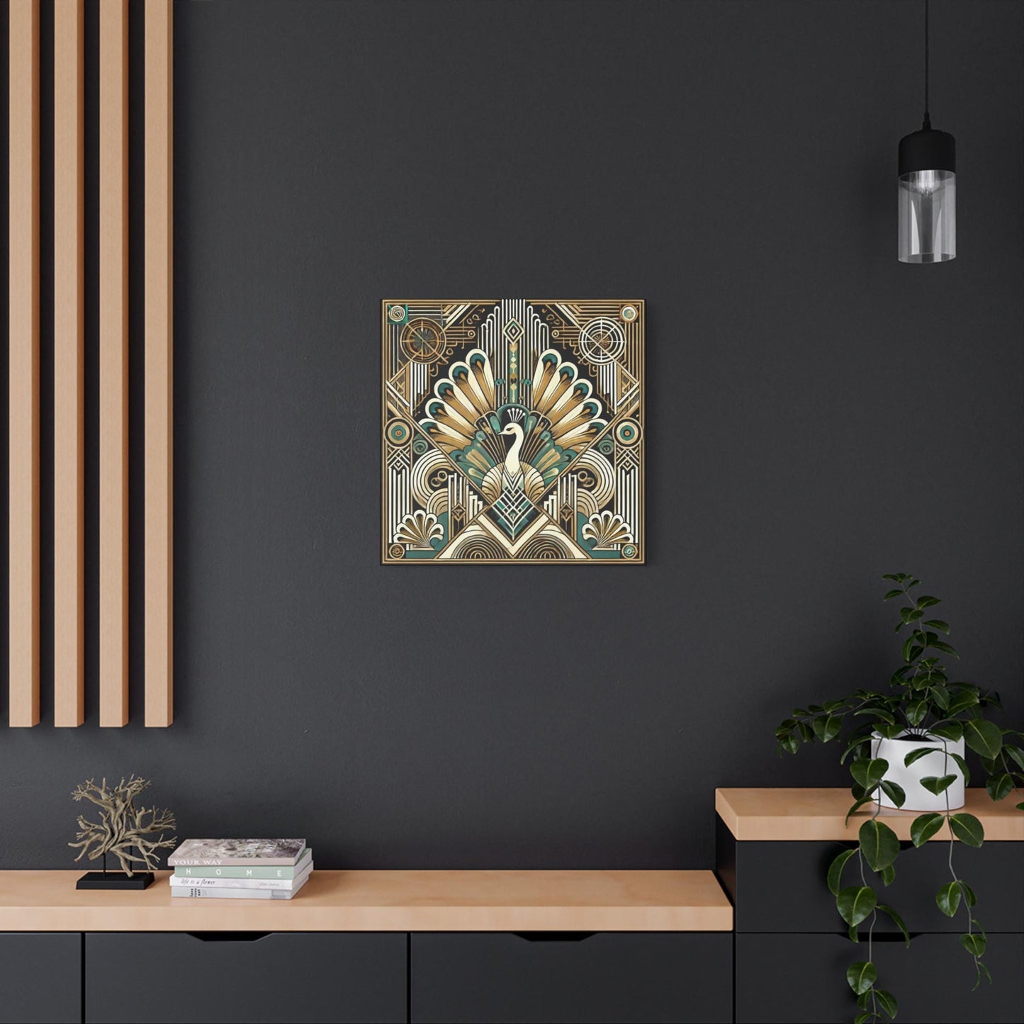 Peacock Canvas Print, Art Deco Design - Wall Art, Home Decor, Nature Art Lover Gift, Nature Inspired Print, Boho Wall Decor