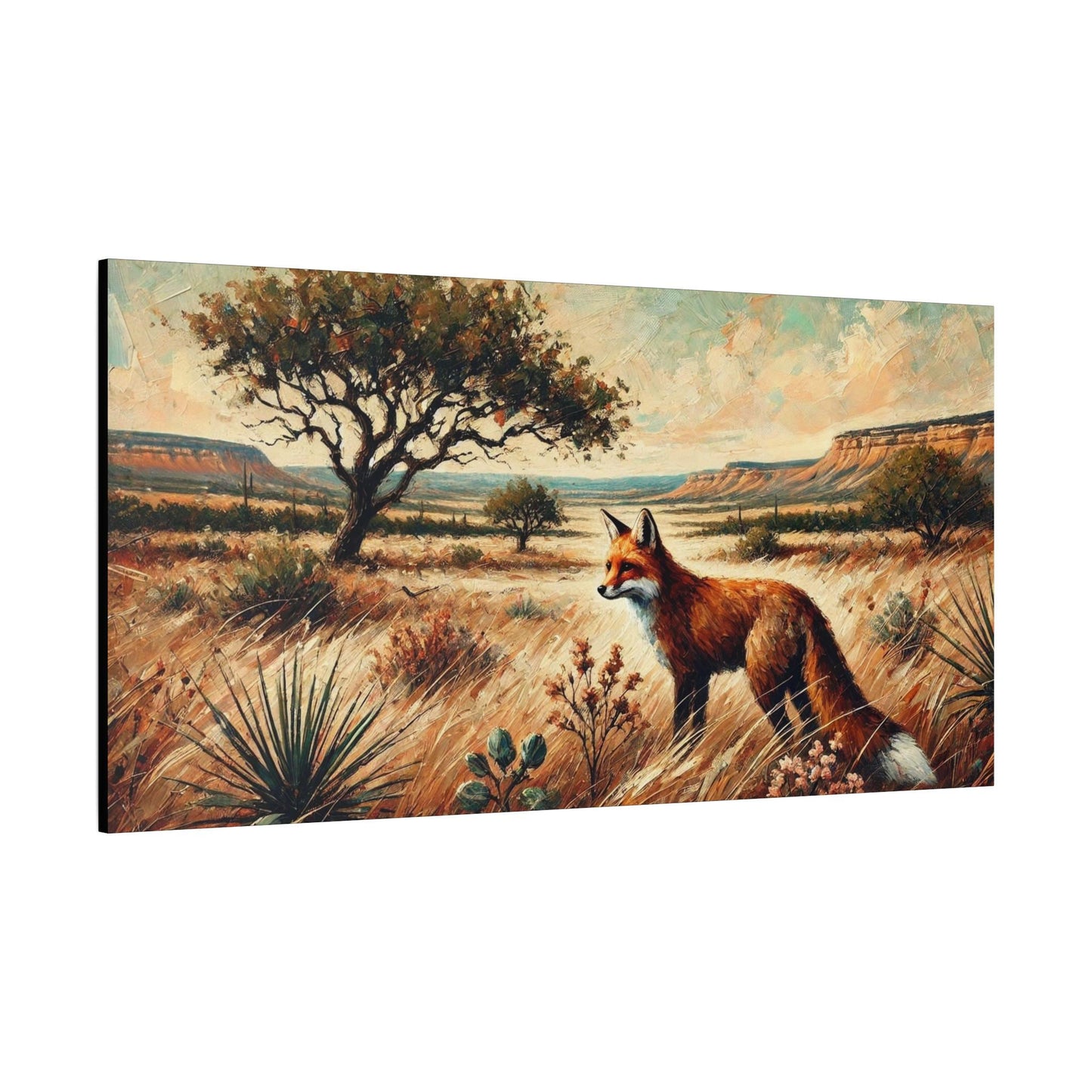 Original Modern Impressionist Fox Canvas Print, Matte Stretched Art, 7 Sizes Available, Wall Decor, Landscape Painting, Home Office Decor