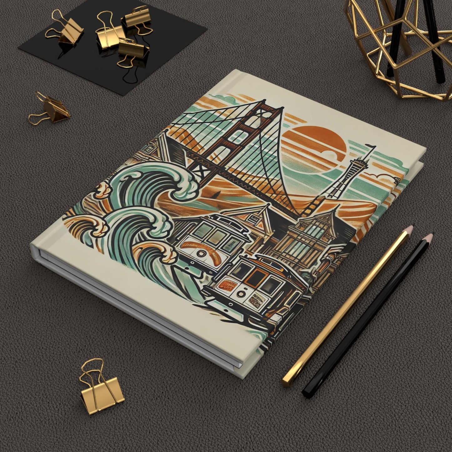 Journal San Francisco Hardcover, Vintage Charm Notebook, Books Lovers Gift, Retro Diary, Trolley Car Journal, Literature Enthusiast