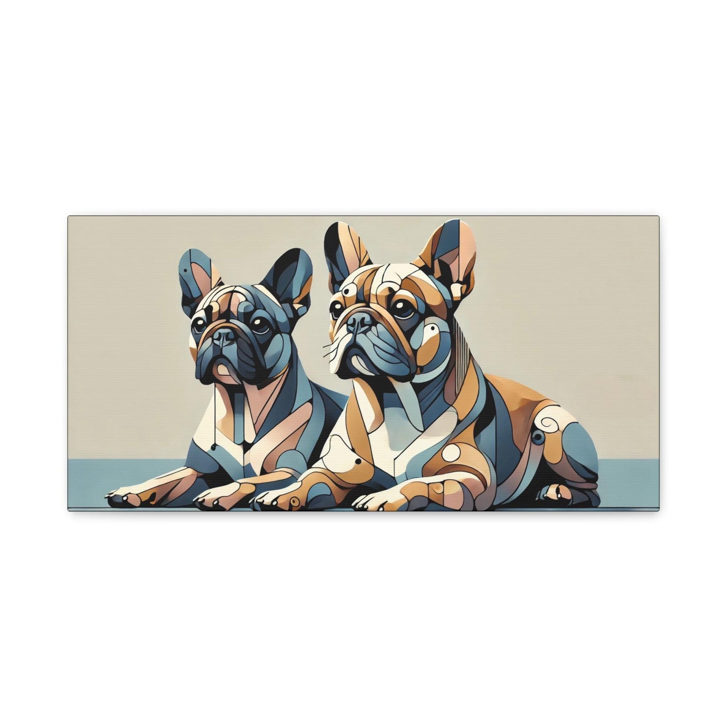 Canvas Print French Bulldog Modern Cubist Portrait, LGBT Housewarming Gift, Gay Frenchie Lover, Unique Stretched Wall Art, 7 Sizes