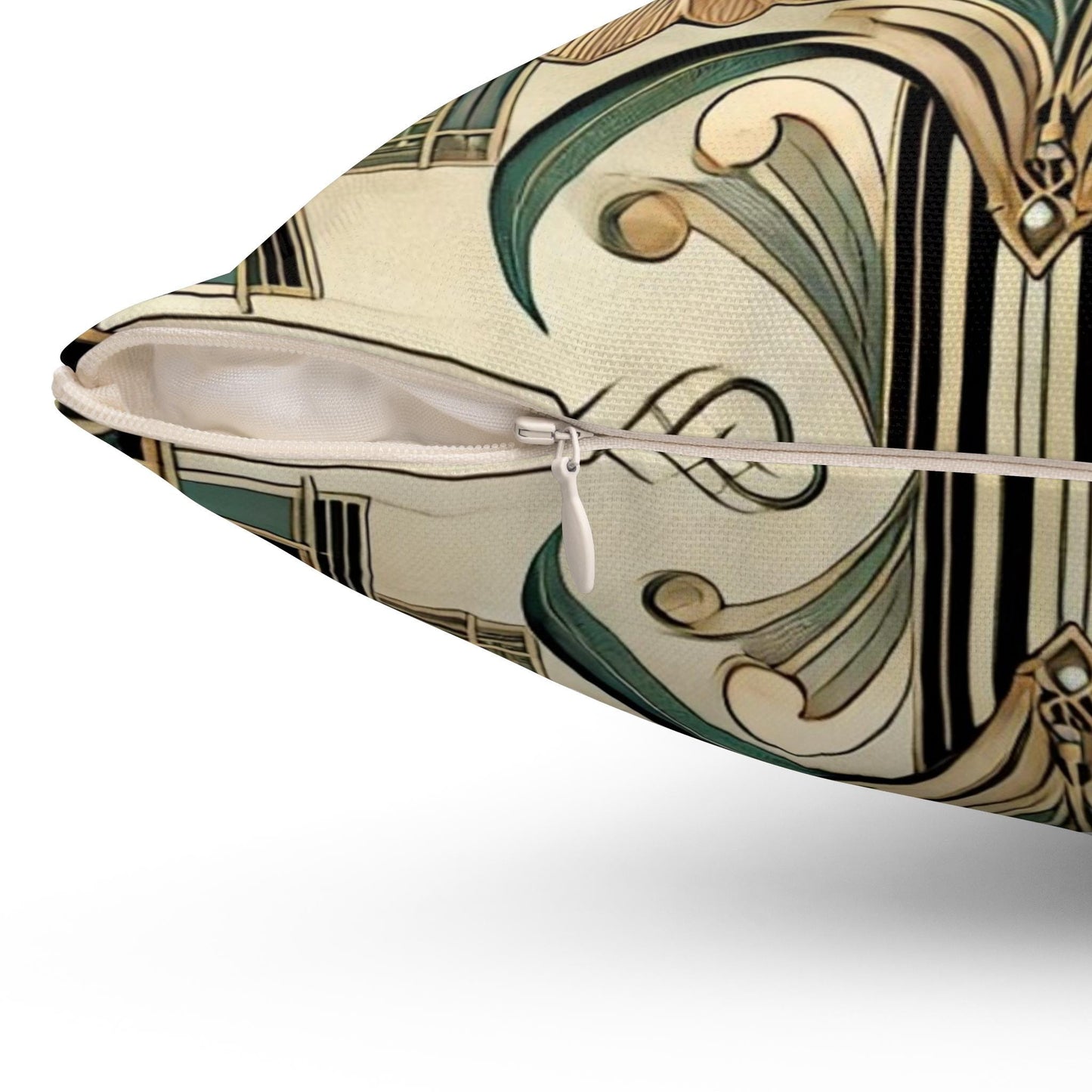 Art Deco Square Pillow, Vintage Floral Design, Retro Charm, Housewarming Gift, Spun Polyester Cover, Gift for Art Lover, Throw Pillow