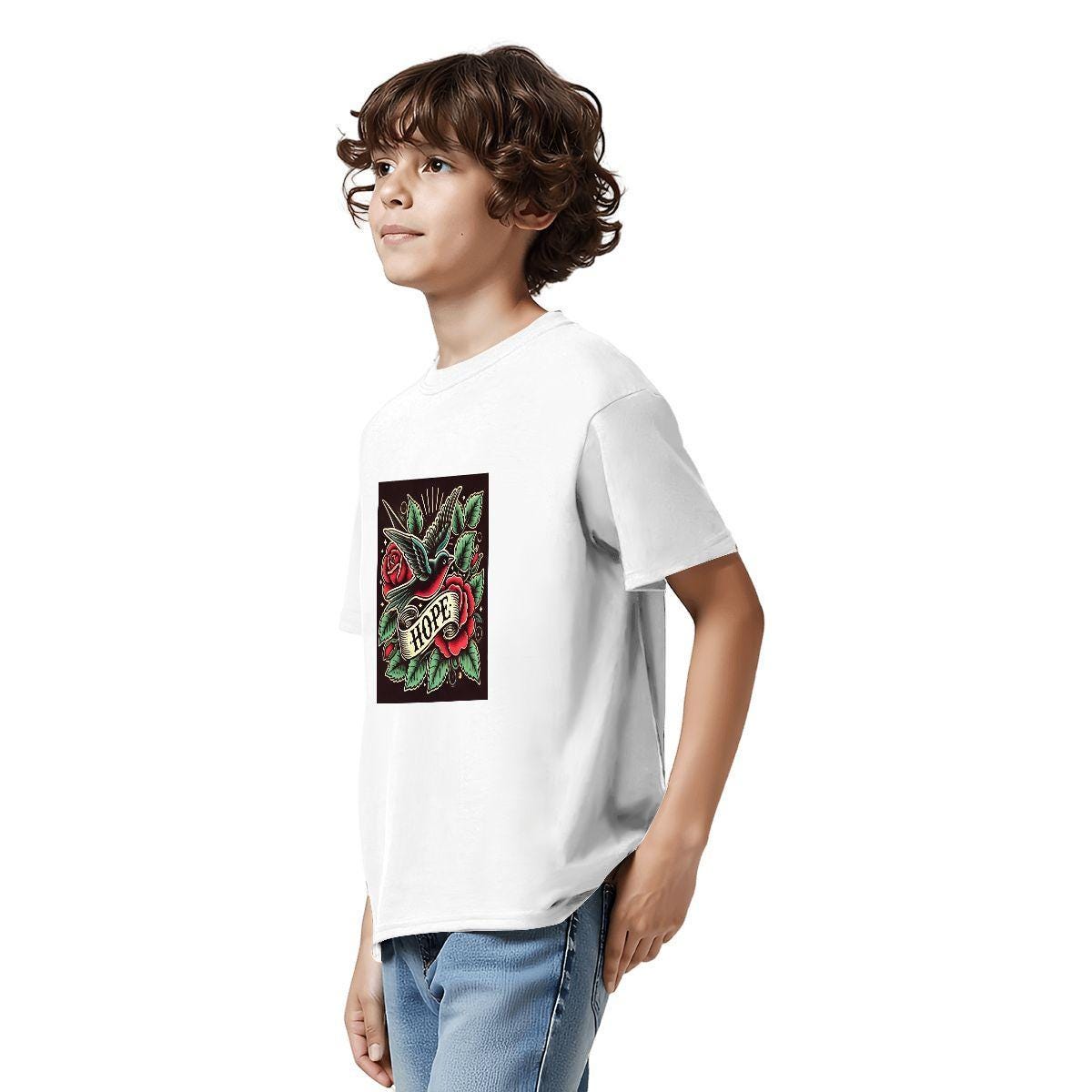 Kids Tee, Cute HOPE Youth T-Shirt, Unique Birthday Gift, Casual Vacation Wear, Original Art Tee, Kid's Fashion Design, Back To School