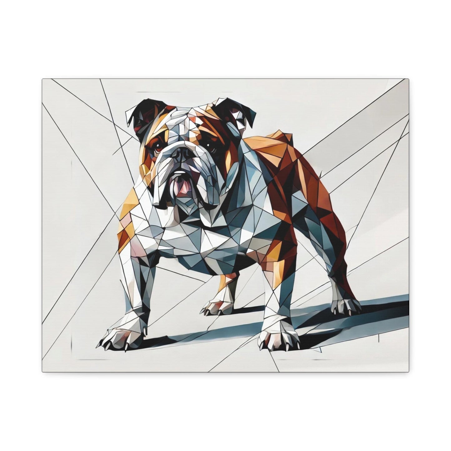 Bulldog Canvas, Original Modern Cubist Wall Art Home Decor, Matte Stretched Print, LGBT Housewarming Gift, Gay Bulldog Dog Lover