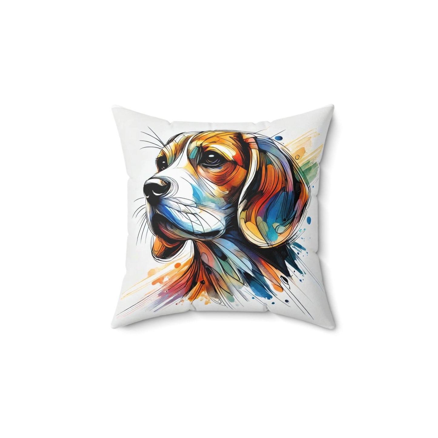 Pillow Beagle Modern Watercolor Design, Unique Housewarming Gift, Unique Art Charm, Soft Throw Pillow, Chic Home Decor, Dog Lover Gift