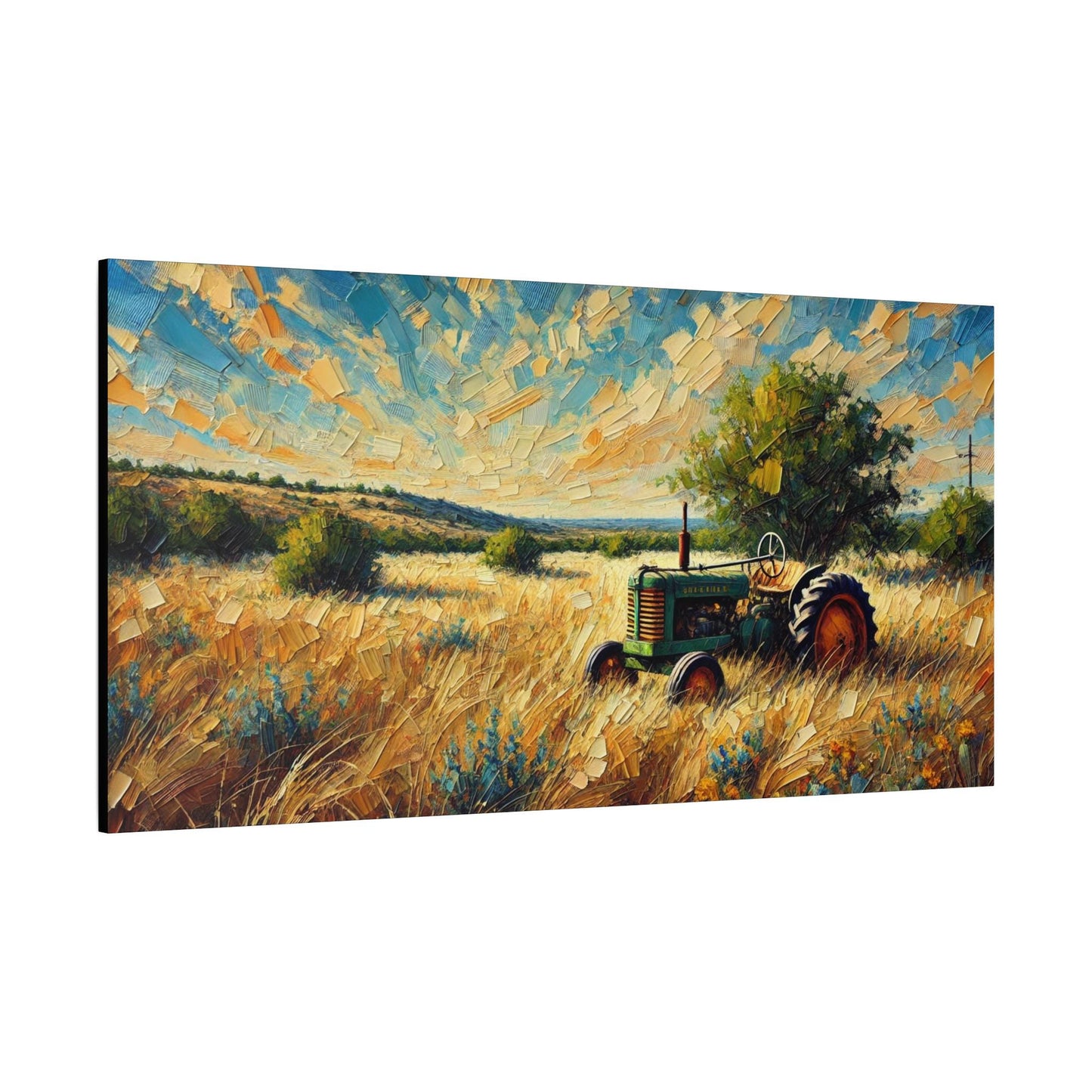 Original Impressionist Tractor Canvas Print, Matte Stretched Art, 7 Sizes Available, Wall Decor, Landscape Painting, Home Office Decor