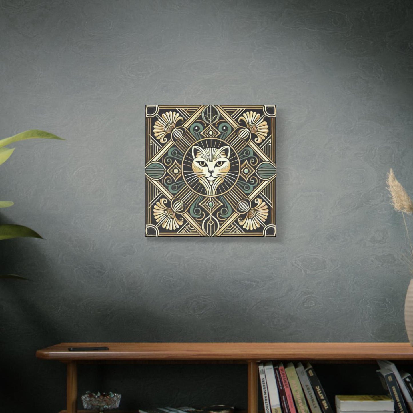 Cat Canvas Print, Art Deco Design - Wall Art, Home Decor, Cat Art Lover Gift, Nature Inspired Print, Chic Wall Decor