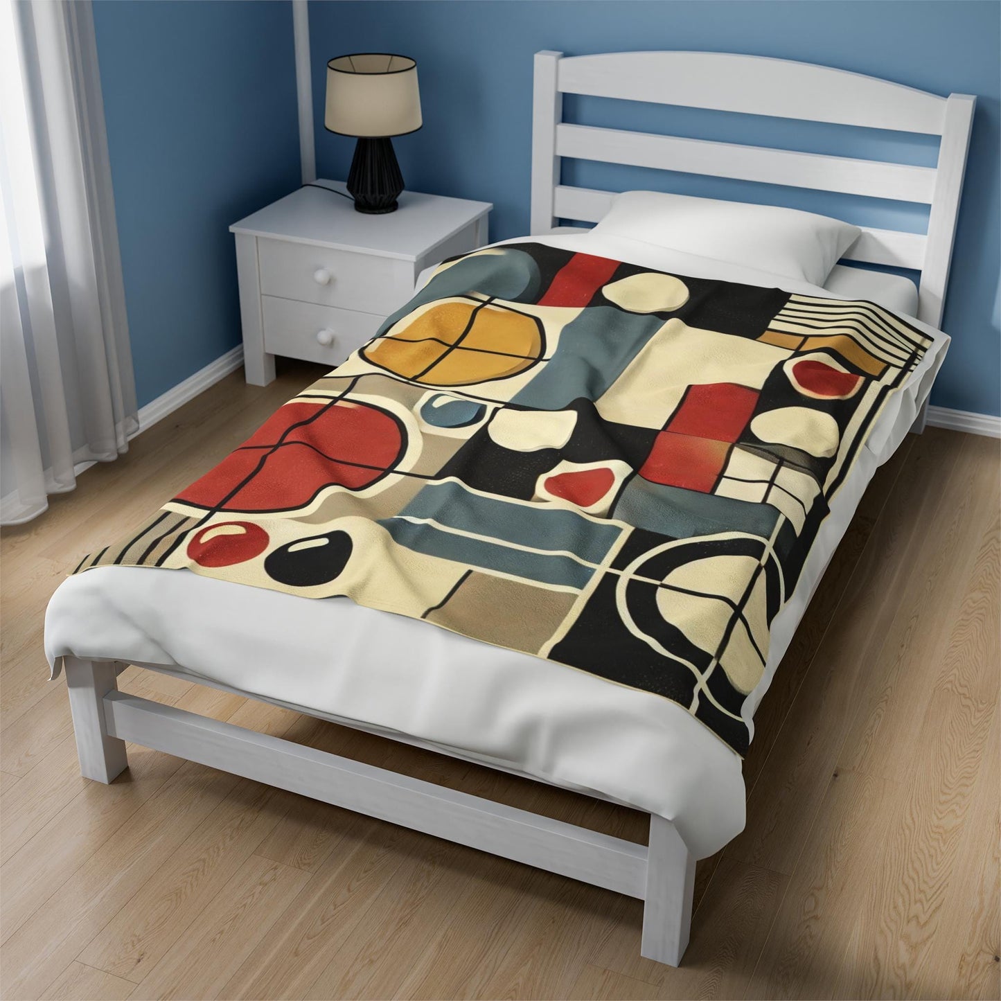 Plush Blanket, Mid-Century Modern Design, Soft Fleece Throw, Housewarming Gift, Chic Home Decor, Bauhaus Theme, Warm Bedding