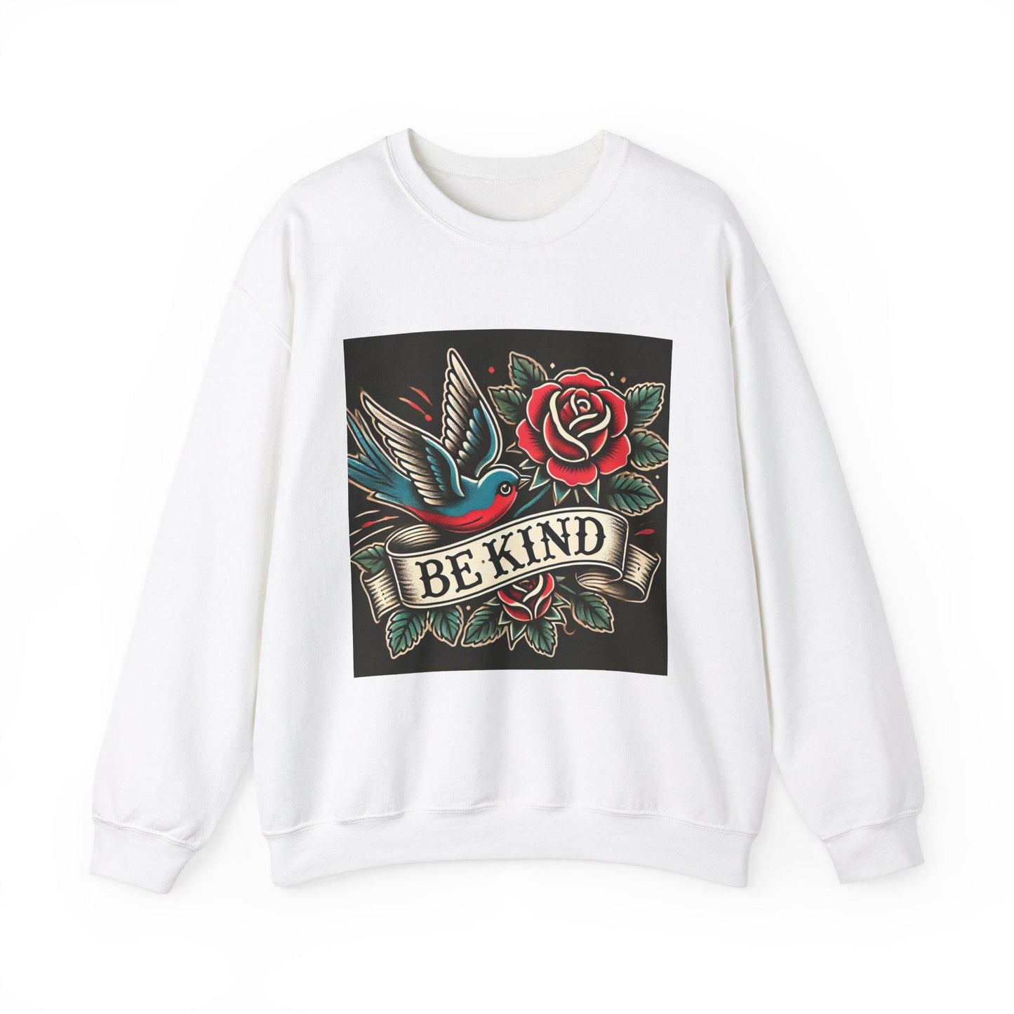 Vintage Tattoo Sweatshirt, BE KIND Tattoo Design, Unisex Crewneck Jumper, Vintage Pullover, Gift for Tattoo Lover, Retro Style