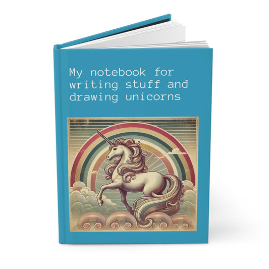 Unicorn Journal Hardcover - Funny Vintage Design Turquoise Matte Journal - Humorous Notebook, Book Lovers Gift, Retro Art Diary