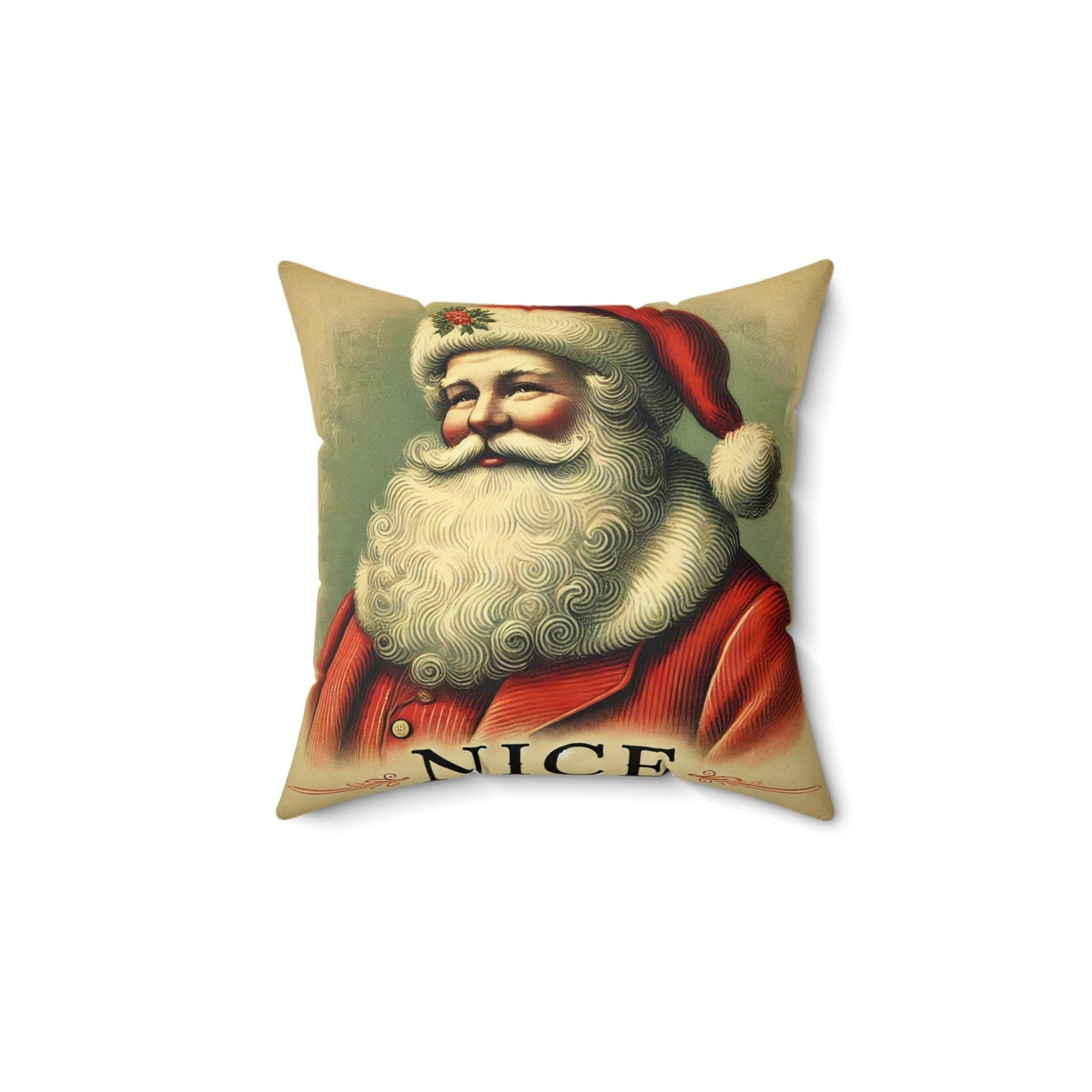Christmas Throw Pillow Nice Santa (14"x14" Square), Holiday Home Decor, Funny Christmas Gifts