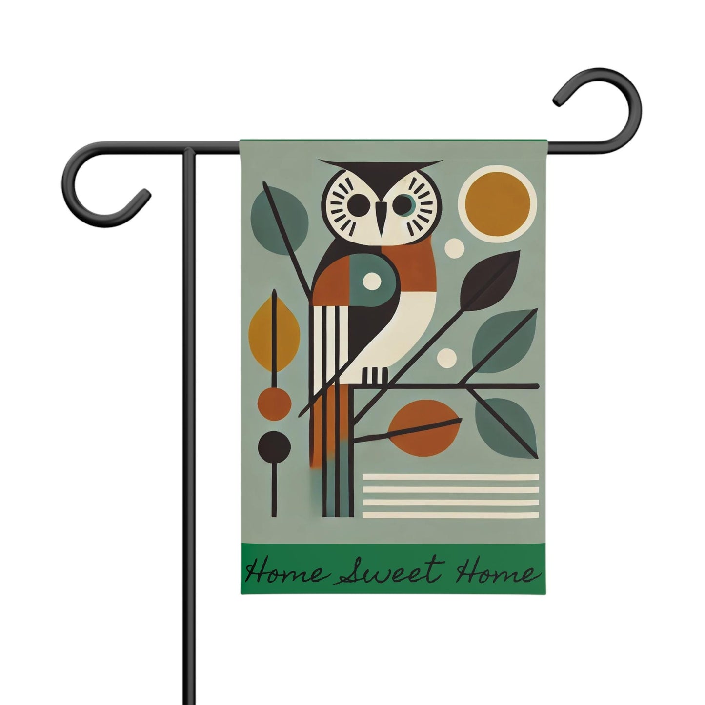 Garden Banner, Hoot Owl - Mid-Century Modern Autumn Theme, Nature Lovers Outdoor Flag Decor, Fall Yard Decoration, Garden Wall Art, Owl