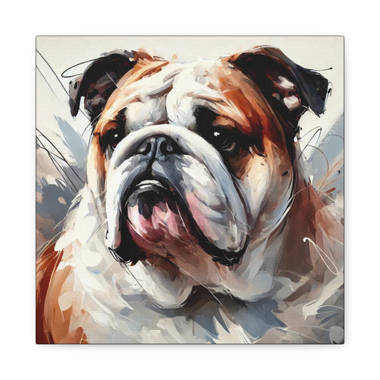 Bulldog Matte Canvas Print, Modern Impressionist Design, Dog Wall Art, Modern Queer Decor, LGBT Housewarming Gift, Gay Bulldog Dog Lover