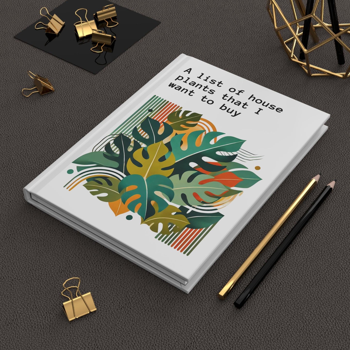 Journal Hardcover, Funny House Plants Mid-Century Modern Design Matte Journal, Humorous Notebook Gift, Retro Art Diary