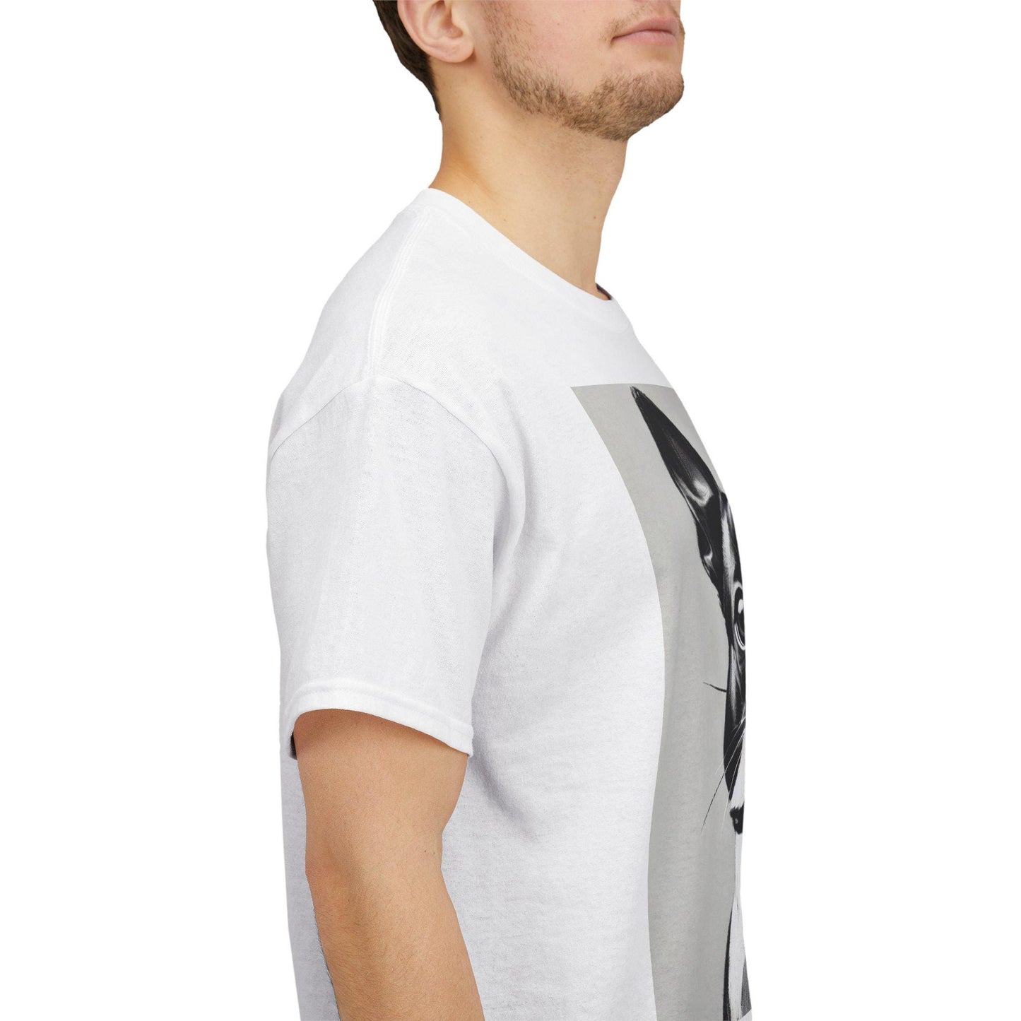 Dog Tee, Boston Terrier Charcoal Sketch Design, Unisex LGBT Boston Dog Lover Gift, Gay Graphic Top, Unisex Heavy Cotton T-shirt, 7 Colors