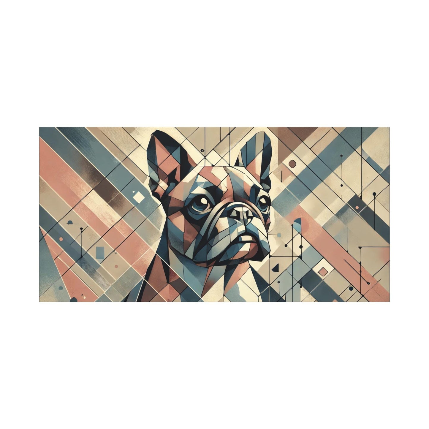 Canvas Print French Bulldog Modern Cubist Portrait, LGBT Housewarming Gift, Gay Frenchie Lover, Unique Stretched Wall Art, 7 Sizes